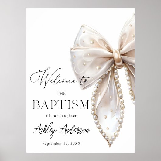 White Pearl Bow Baptism Welcome  ポスター (正面)