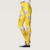 White Pearl Hearts on Yellow レギンス (左)