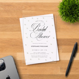 White Pearls Bridal Shower アクリル招待状