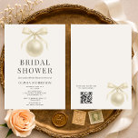 White Pearls QR Code Bridal Shower 招待状<br><div class="desc">White pearls bridal shower invitation featuring a timeless, elegant design inspired by classic pearl details. Includes an integrated QR code that links directly to the gift registry for simple guest access. Ideal for sophisticated bridal showers, elegant celebrations, and refined pre wedding gatherings. Fully editable text with a clean, print-ready layout...</div>