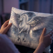 White Pegasus Moonlit Wings Celestial Dream ランバークッション