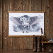 White Pegasus Moonlit Wings Celestial Dream 吊り下げ型タペストリー
