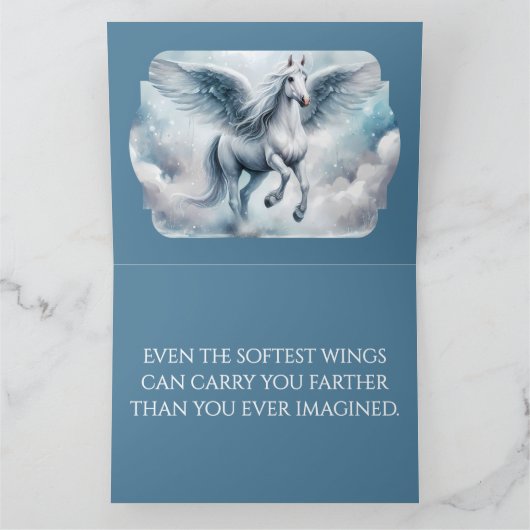 White Pegasus Wings Soft Blue Sky Dreamscape カード (内部)