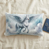 White Pegasus Wings Soft Blue Sky Dreamscape ランバークッション