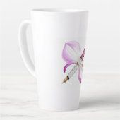 white pen whit pink ribbon カフェラテマグ (左アングル)