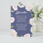 White Peonyフローラブルー結婚の情報カード エンクロージャーカード (スタンド正面)