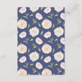 White Peonyフローラブルー結婚の情報カード エンクロージャーカード (裏面)