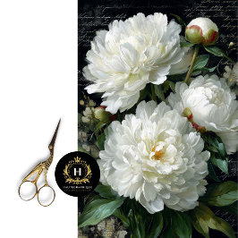White Peony Blossom Decoupage 薄葉紙