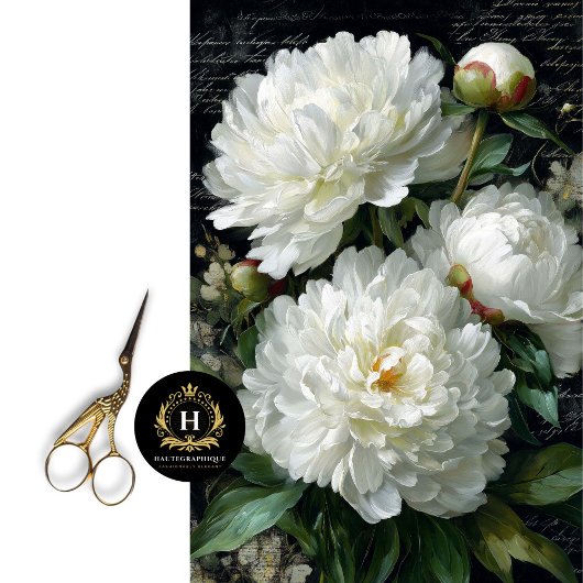 White Peony Blossom Decoupage 薄葉紙