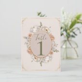 White Peony & Blush Rose Floral Table Numbers 招待状 (スタンド正面)