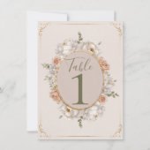 White Peony & Blush Rose Floral Table Numbers 招待状 (裏面)