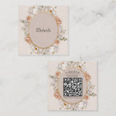 White Peony & Blush Rose Floral Wedding  スクエア名刺 (正面/裏面)