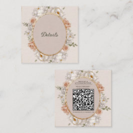 White Peony & Blush Rose Floral Wedding  スクエア名刺