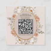 White Peony & Blush Rose Floral Wedding  スクエア名刺 (裏面)