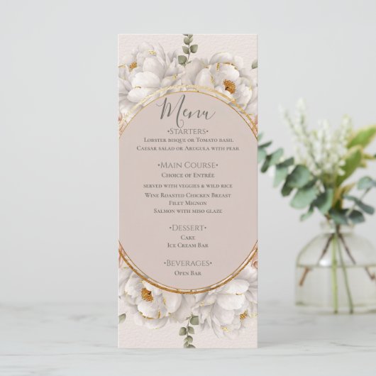 White Peony & Blush Rose Floral Wedding  メニュー (スタンド正面)