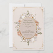 White Peony & Blush Rose Floral Wedding  招待状 (裏面)