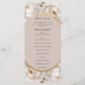 White Peony & Blush Rose Floral Wedding Program メニュー (正面)