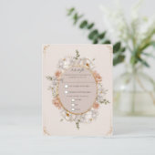 White Peony & Blush Rose Floral Wedding RSVP 招待状 (スタンド正面)