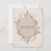 White Peony & Blush Rose Floral Wedding RSVP 招待状 (裏面)