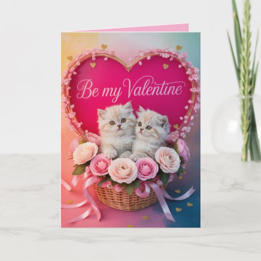 White Persian Cat Valentine's Day Card シーズンカード (正面)