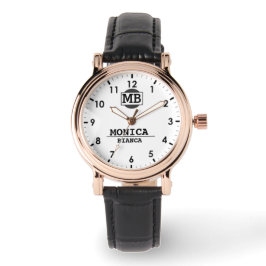 White  Personalized Custom Monogram Minimalist  腕時計