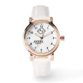 White Personalized Monogram Custom Elegant  腕時計 (正面)