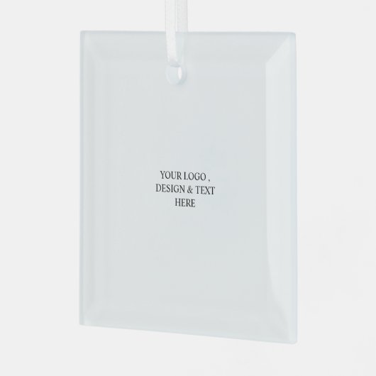 White Personalized – Your Logo & Text Here ガラスオーナメント (正面左)