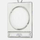 White Personalized – Your Logo & Text Here シルバープレートバナーオーナメント (左)