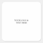 White Personalized – Your Logo & Text Here スクエアシール (正面)