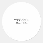 White Personalized – Your Logo & Text Here ラウンドシール (正面)