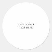 White Personalized – Your Logo & Text Here ラウンドシール (正面)