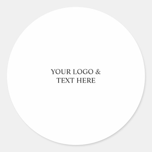 White Personalized – Your Logo & Text Here ラウンドシール (正面)