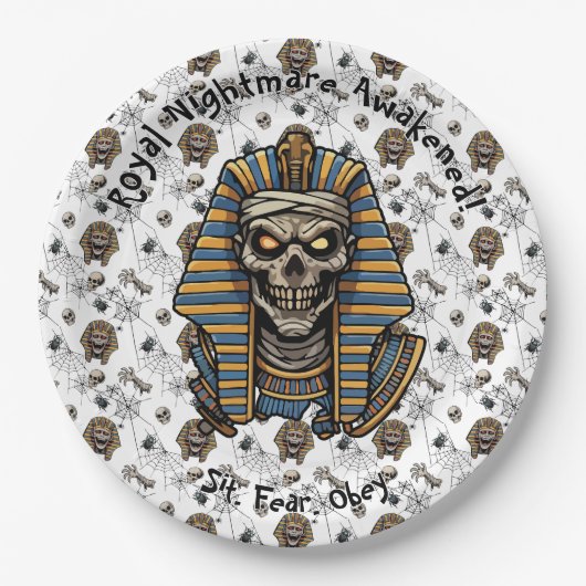🤍 White Pharaoh Mummy Paper Plate 🎃🍽️ ペーパープレート (正面)