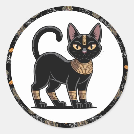 🤍 White Pharaoh Mummy Stickers 🎃👑 ラウンドシール (正面)