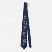 White Phoenix Lineart Blue Tie ネクタイ (正面)