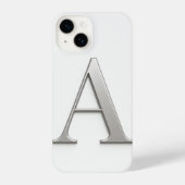 White Phone Case with Silver Letter Trendy iPhoneケース (裏面)