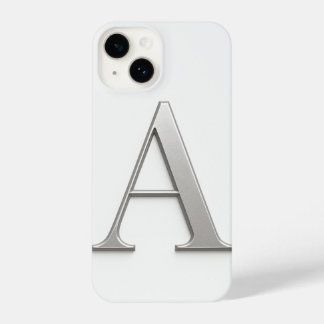 White Phone Case with Silver Letter Trendy iPhone 14ケース