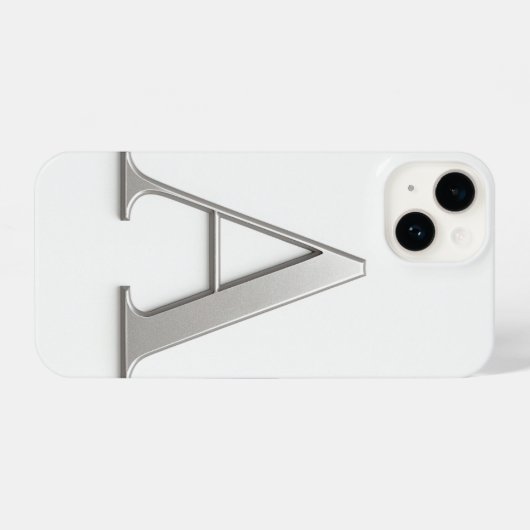 White Phone Case with Silver Letter Trendy iPhoneケース (裏面横)
