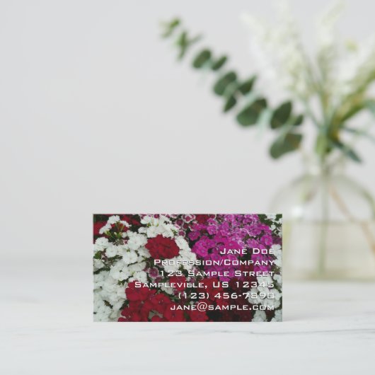 White, Pink and Red Dianthus Floral 名刺 (スタンド正面)