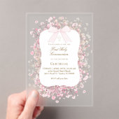 white pink baby's breath flowers First Communion アクリル招待状 (インサイチュ (ポータブル))