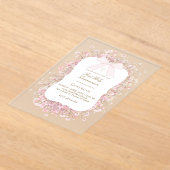 white pink baby's breath flowers First Communion アクリル招待状 (レイダウン)
