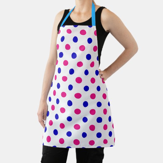 White Pink Blue Polka Dot Pattern エプロン (インサイチュ)