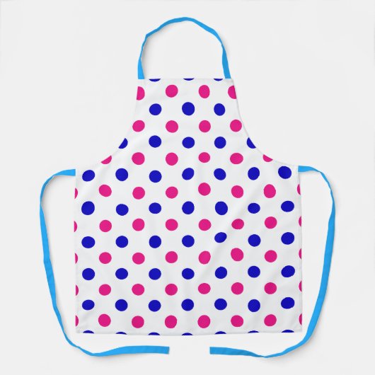 White Pink Blue Polka Dot Pattern エプロン (正面)