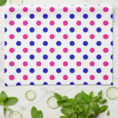 White Pink Blue Polka Dot Pattern キッチンタオル (折り畳み)
