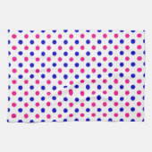 White Pink Blue Polka Dot Pattern キッチンタオル (横)