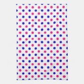 White Pink Blue Polka Dot Pattern キッチンタオル (縦)