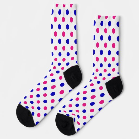 White Pink Blue Polka Dot Pattern ソックス (左)