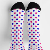 White Pink Blue Polka Dot Pattern ソックス (上部)