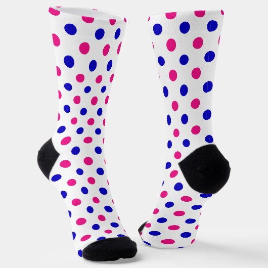 White Pink Blue Polka Dot Pattern ソックス (傾斜あり)