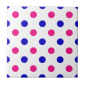 White Pink Blue Polka Dot Pattern タイル (正面)